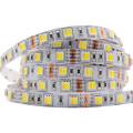 Double Dual White Color Temperature Tunable Led Tape Light Flexible Strip 5050 SMD 60Leds RGB dual white led rope light